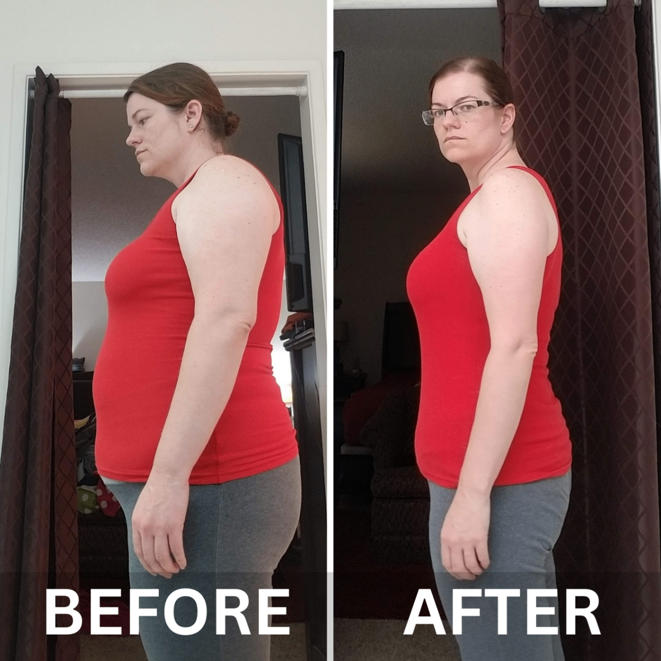 HEAT client before and after transformation in red top