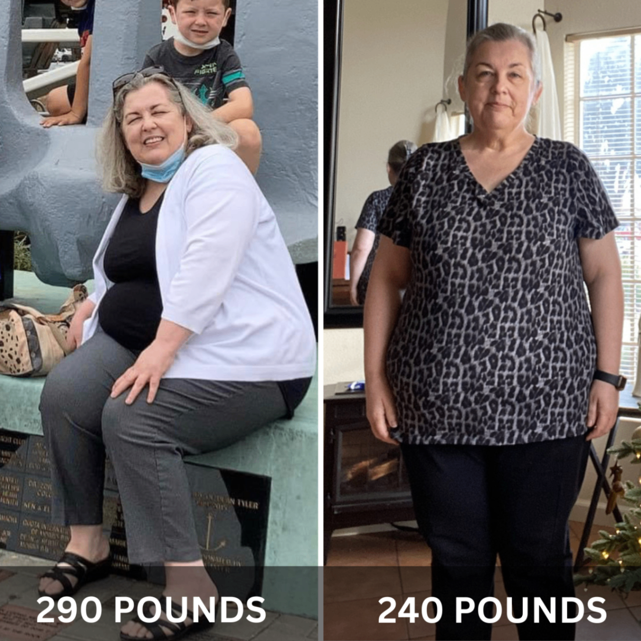 HEAT client transformation showing 290 to 240 pounds